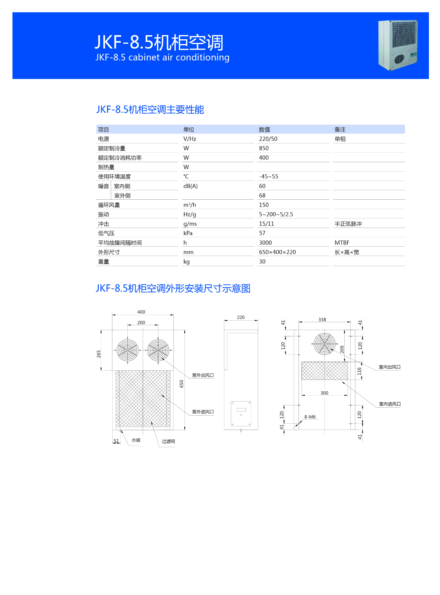 JKF-8.5機(jī)柜空調(diào)